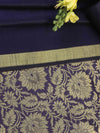 Banarasee Art Silk Salwar Kameez Fabric With Cotton Silk Dupatta Set-Navy Blue