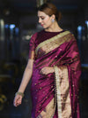 Banarasee Handwoven Tissue Saree With Embroidered Ghungroo Work-Plum Purple