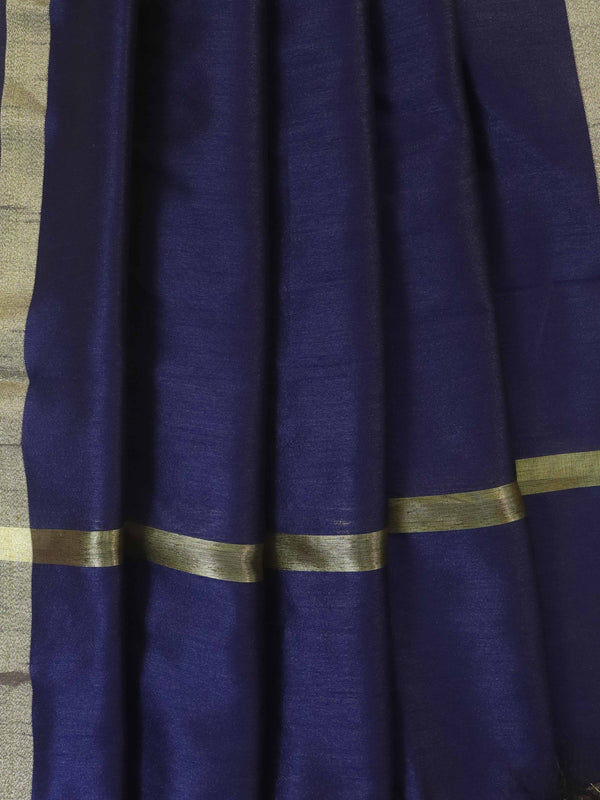 Banarasee Art Silk Salwar Kameez Fabric With Cotton Silk Dupatta Set-Navy Blue