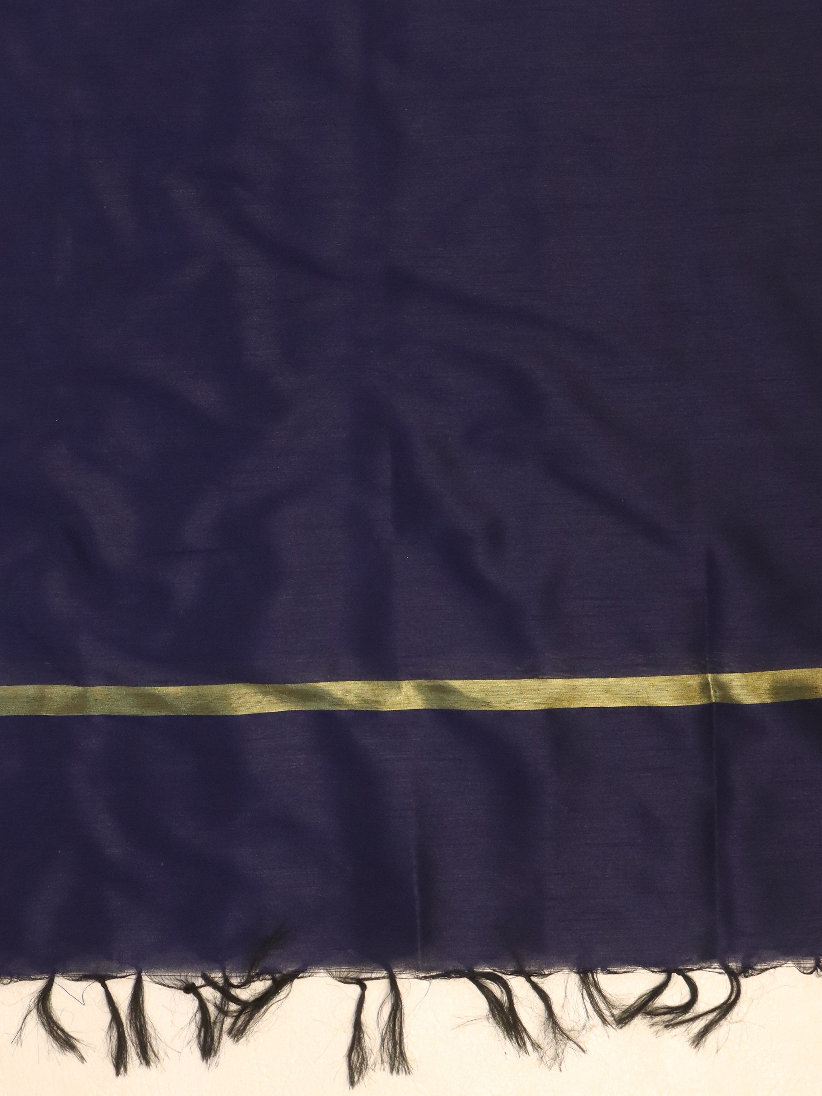 Banarasee Art Silk Salwar Kameez Fabric With Cotton Silk Dupatta Set-Navy Blue