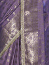 Banarasee Handloom Semi Silk Saree With Zari Buti Design & Lace Border-Lilac