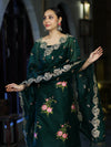 Banarasee Resham Embroidered Chanderi Salwar Kameez With Organza Dupatta Set-Green