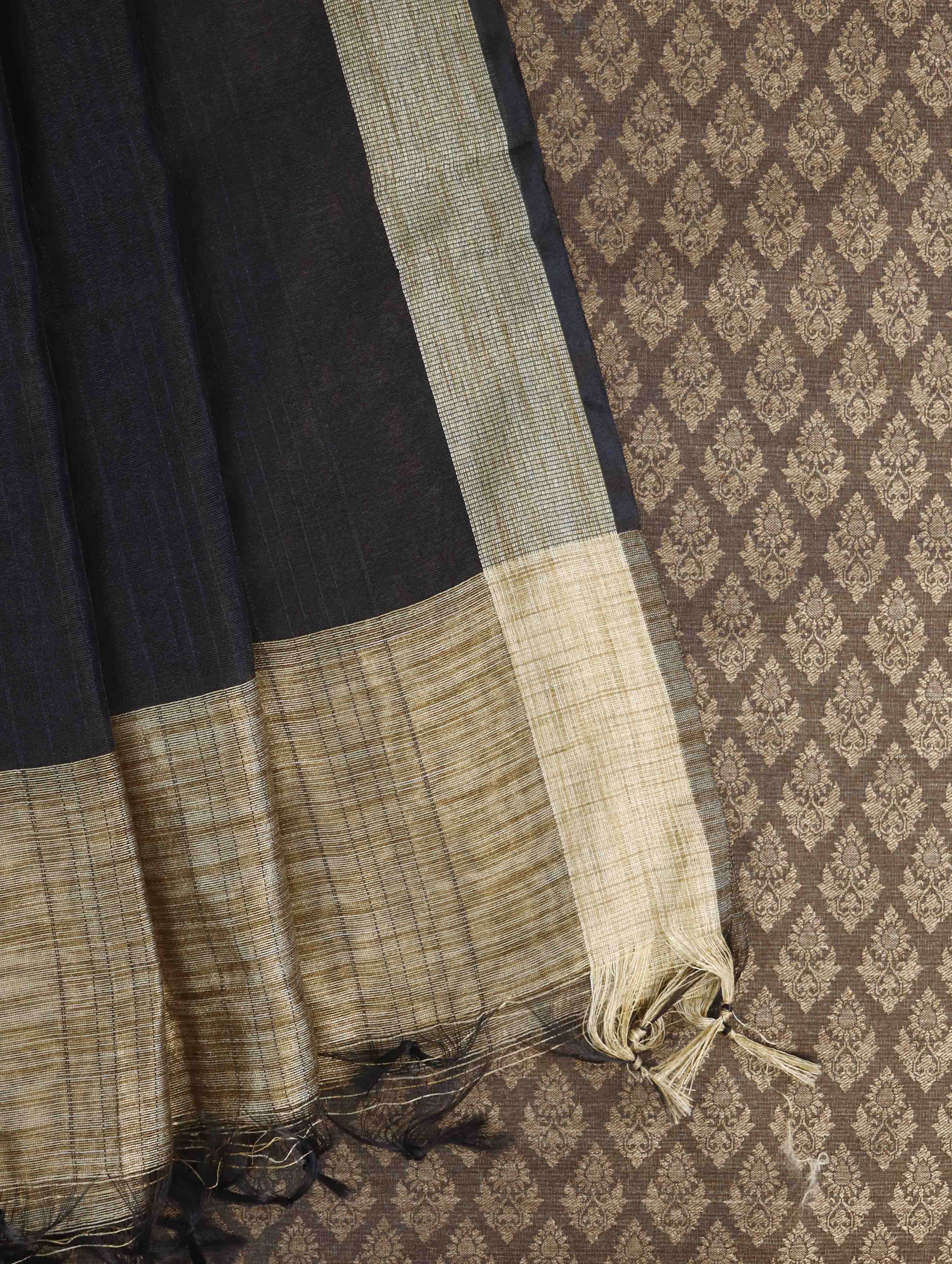 Banarasee Brocade Salwar Kameez Fabric With Cotton Silk Dupatta Set-Beige & Black