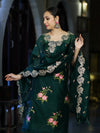 Banarasee Resham Embroidered Chanderi Salwar Kameez With Organza Dupatta Set-Green