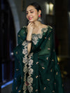 Banarasee Resham Embroidered Chanderi Salwar Kameez With Organza Dupatta Set-Green