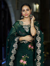 Banarasee Resham Embroidered Chanderi Salwar Kameez With Organza Dupatta Set-Green