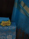 Banarasee Art Silk Salwar Kameez Fabric With Cotton Silk Dupatta Set-Sky Blue