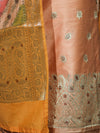 Banarasee Zari & Resham Embroidered Chanderi Salwar Kameez With Multicolor Dupatta Set-Peach
