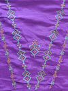 Banarasee Brasso Silk Patola Saree With Contrast Embroidered Blouse-Purple