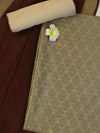 Banarasee Brocade Salwar Kameez Fabric With Cotton Silk Dupatta-Sandy Yellow & Brown