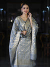 Banarasee Cotton Silk Zari Work Salwar Kameez Fabric With Dupatta Set-Grey