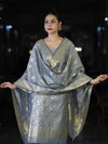 Banarasee Cotton Silk Zari Work Salwar Kameez Fabric With Dupatta Set-Grey