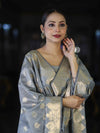 Banarasee Cotton Silk Zari Work Salwar Kameez Fabric With Dupatta Set-Grey