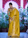 Banarasee Handloom Semi Silk Saree With Zari Buti Design & Lace Border-Yellow