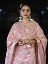 Banarasee Cotton Silk Zari Work Salwar Kameez Fabric With Jaal Design Dupatta Set-Light Pink