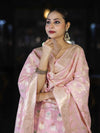 Banarasee Cotton Silk Zari Work Salwar Kameez Fabric With Jaal Design Dupatta Set-Light Pink