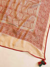 Banarasee Brasso Silk Patola Saree With Contrast Embroidered Blouse-Grey