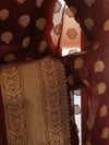 Banarasee Organza Mix Saree With Zari Buti Design & Border-Brown