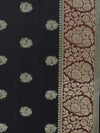 Banarasee Cotton Silk Salwar Kameez Fabric With Cotton Dupatta-Black & Red