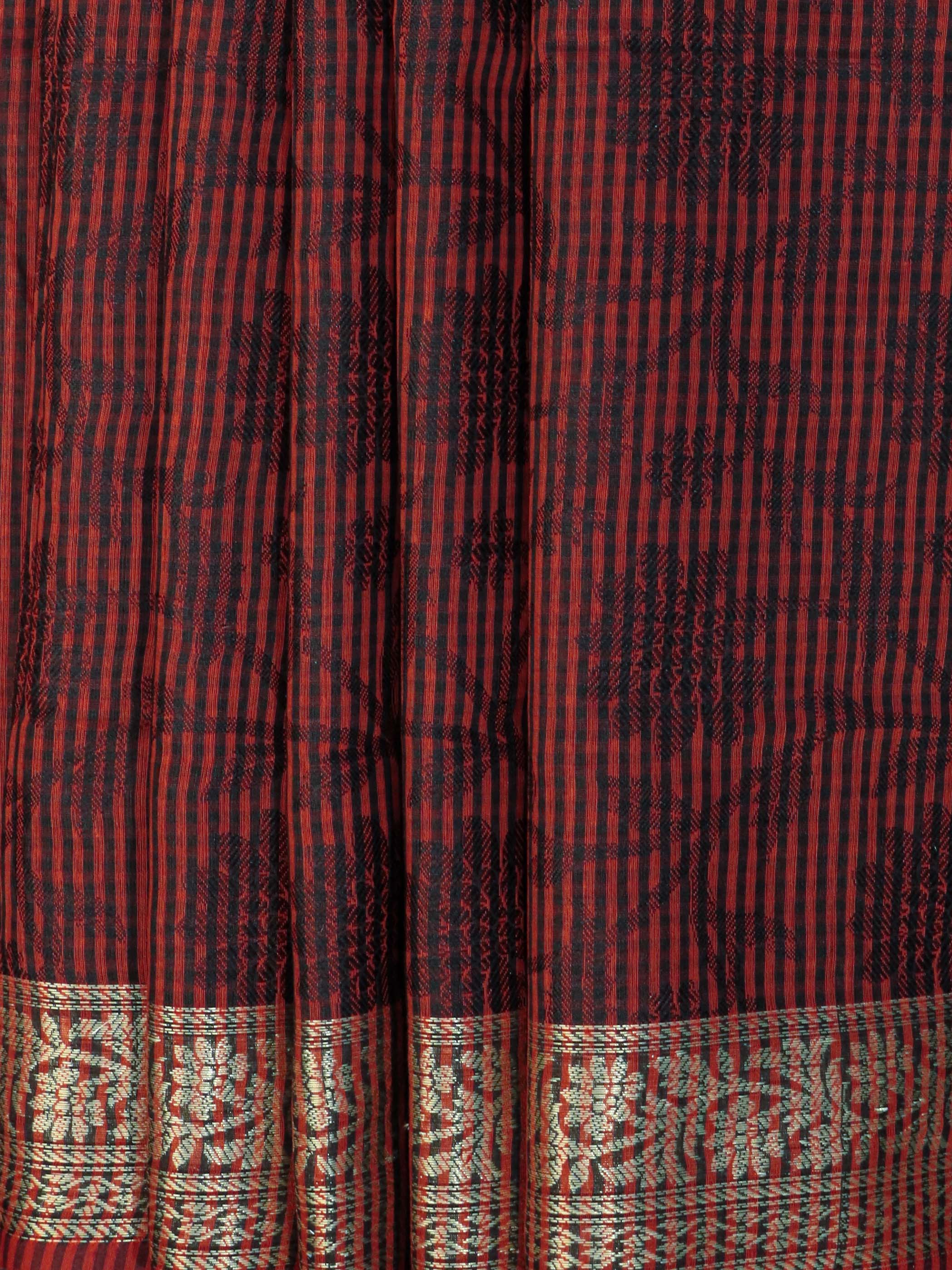 Banarasee Cotton Silk Salwar Kameez Fabric With Cotton Dupatta-Black & Red