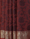 Banarasee Cotton Silk Salwar Kameez Fabric With Cotton Dupatta-Black & Red