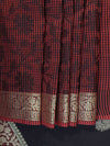 Banarasee Cotton Silk Salwar Kameez Fabric With Cotton Dupatta-Black & Red