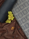Banarasee Brocade Salwar Kameez Fabric With Contrast Dupatta Set-Light Blue & Brown
