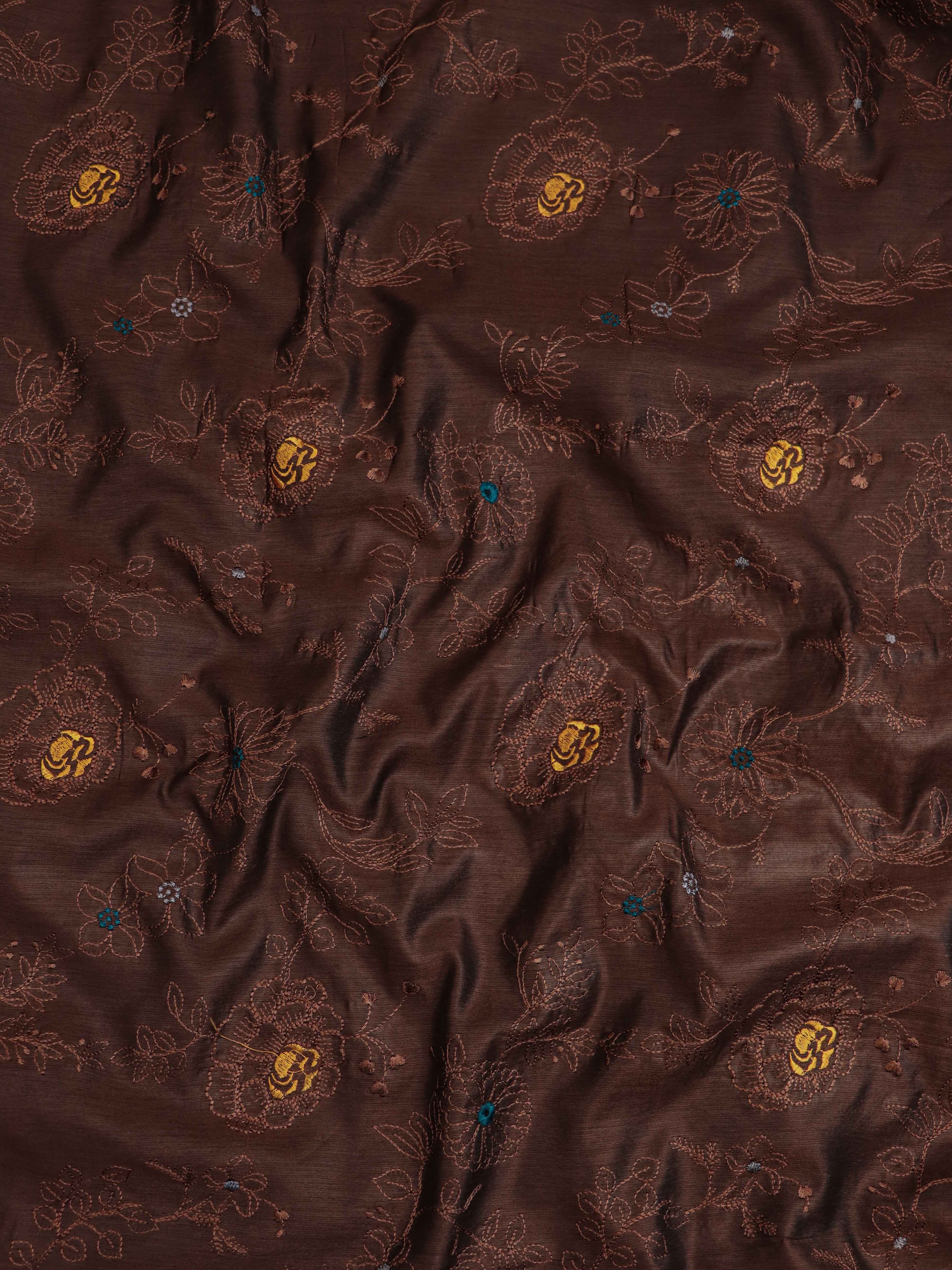 Banarasee Brocade Salwar Kameez Fabric With Contrast Dupatta Set-Light Blue & Brown
