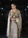Banarasee Cotton Silk Zari Work Salwar Kameez Fabric With Dupatta Set-Brown