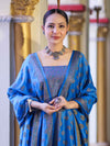 Banarasee Semi Katan Jamewar Weaving Salwar Kameez Fabric With Dupatta Set-Blue