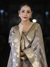 Banarasee Cotton Silk Zari Work Salwar Kameez Fabric With Dupatta Set-Brown