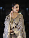 Banarasee Cotton Silk Zari Work Salwar Kameez Fabric With Dupatta Set-Brown