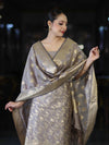 Banarasee Cotton Silk Zari Work Salwar Kameez Fabric With Dupatta Set-Brown