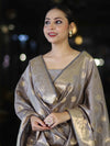 Banarasee Cotton Silk Zari Work Salwar Kameez Fabric With Dupatta Set-Brown