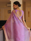 Banarasee Organza Mix Saree With Zari Border-Lavender