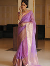 Banarasee Organza Mix Saree With Zari Border-Lavender