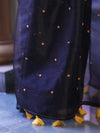 Banarasee Handwoven Tissue Saree With Handwoven Pearl Motifs-Black