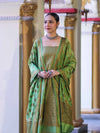 Banarasee Semi Katan Jamewar Weaving Salwar Kameez Fabric With Dupatta Set-Light Green