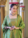 Banarasee Semi Katan Jamewar Weaving Salwar Kameez Fabric With Dupatta Set-Light Green