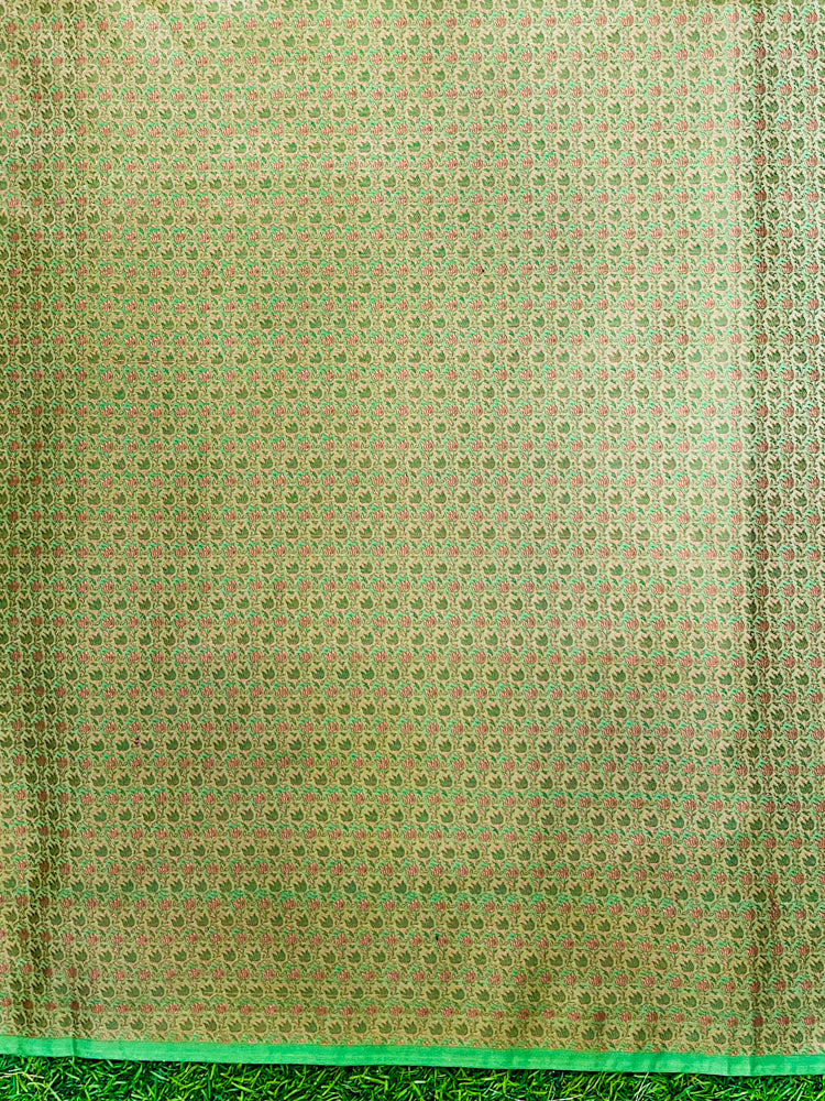 Banarasee Semi Katan Jamewar Weaving Salwar Kameez Fabric With Dupatta Set-Light Green