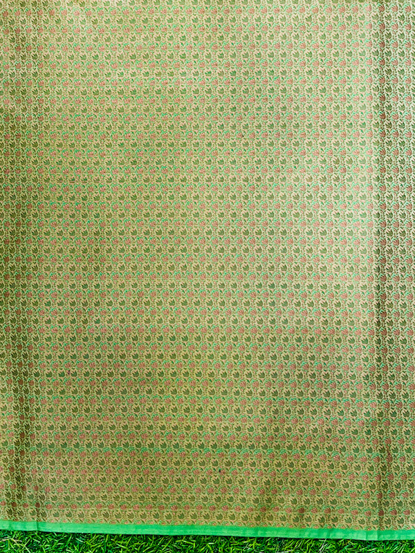 Banarasee Semi Katan Jamewar Weaving Salwar Kameez Fabric With Dupatta Set-Light Green