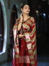 Banarasee Semi Katan Zari Work Salwar Kameez Fabric With Dupatta Set-Maroon