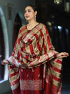 Banarasee Semi Katan Zari Work Salwar Kameez Fabric With Dupatta Set-Maroon