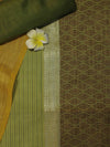 Banarasee Chanderi Cotton Silk Salwar Kameez Fabric With Cotton Silk Dupatta-Olive Green & Yellow