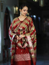 Banarasee Semi Katan Zari Work Salwar Kameez Fabric With Dupatta Set-Maroon