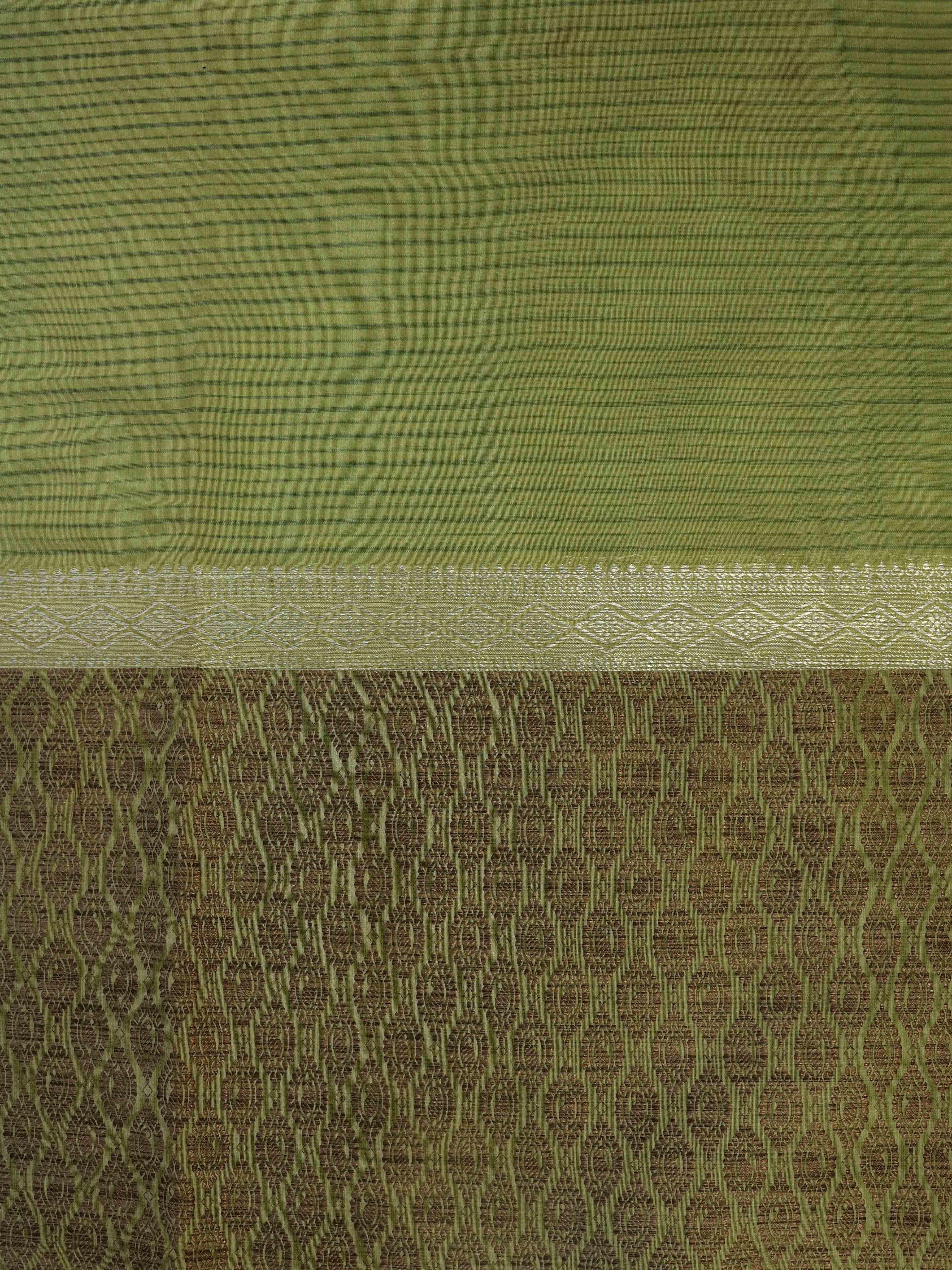 Banarasee Chanderi Cotton Silk Salwar Kameez Fabric With Cotton Silk Dupatta-Olive Green & Yellow