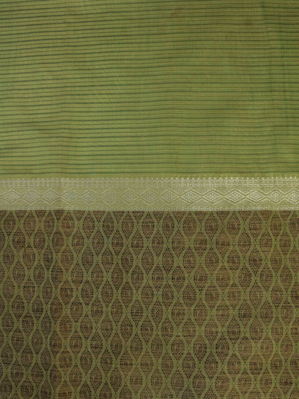 Banarasee Chanderi Cotton Silk Salwar Kameez Fabric With Cotton Silk Dupatta-Olive Green & Yellow