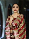 Banarasee Semi Katan Zari Work Salwar Kameez Fabric With Dupatta Set-Maroon