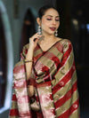 Banarasee Semi Katan Zari Work Salwar Kameez Fabric With Dupatta Set-Maroon