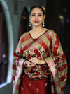 Banarasee Semi Katan Zari Work Salwar Kameez Fabric With Dupatta Set-Maroon